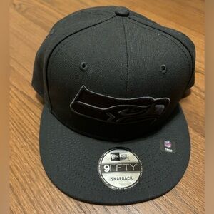 Seattle Seahawks Black on Black 95FIFTY SnapBack hat